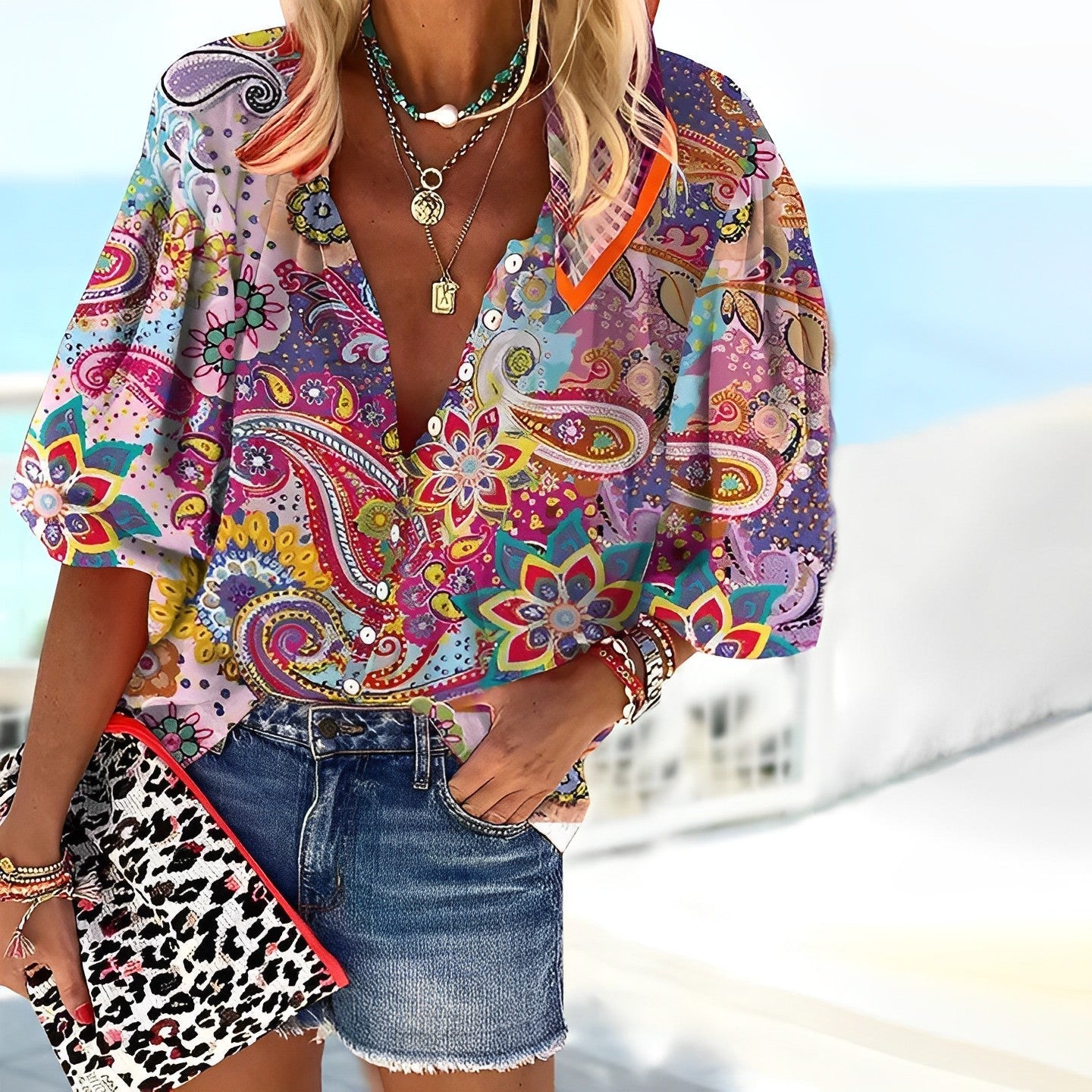 Summer shirt with mandala print | Belinda