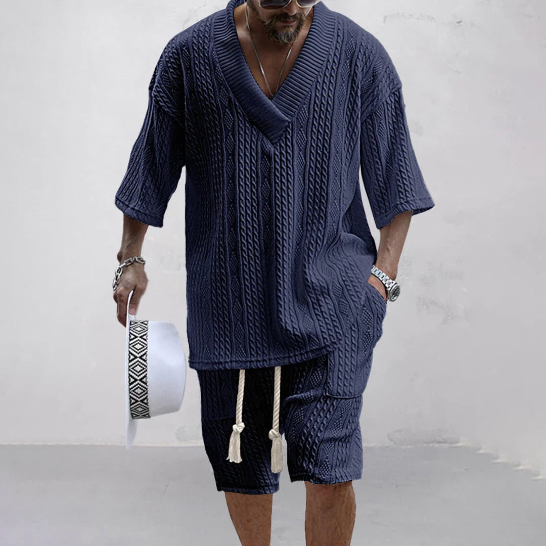 Stylish set of knitted shirt and shorts | Nico