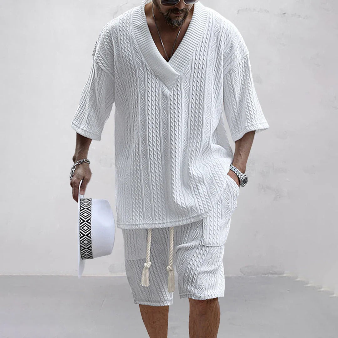 Stylish set of knitted shirt and shorts | Nico