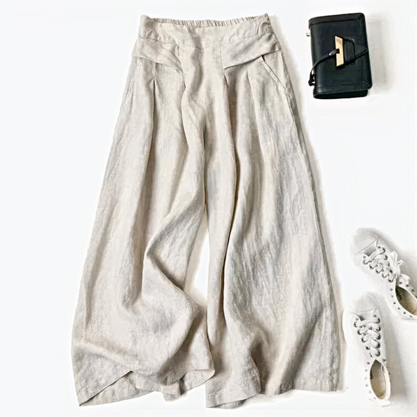 Wide leg trousers in cotton and linen | Kestrel