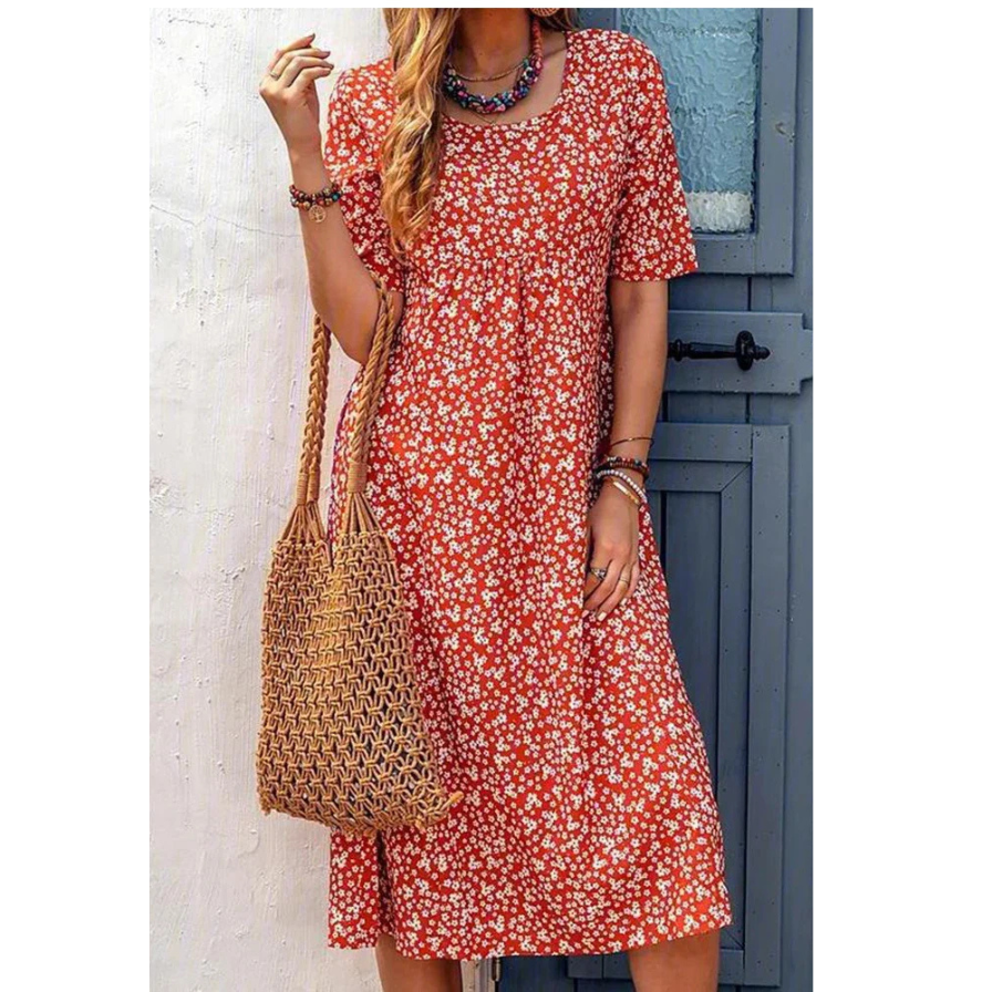 Boho Summer Dress with a flowy silhouette, perfect for warm summer days and bohemian style.