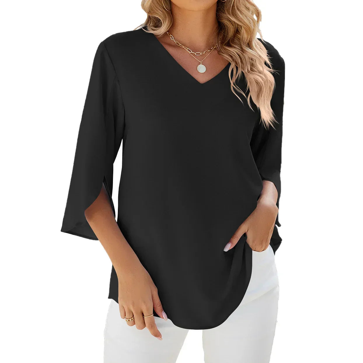 Casual blouse for women with breathable fabric and versatile design, perfect for summer days.