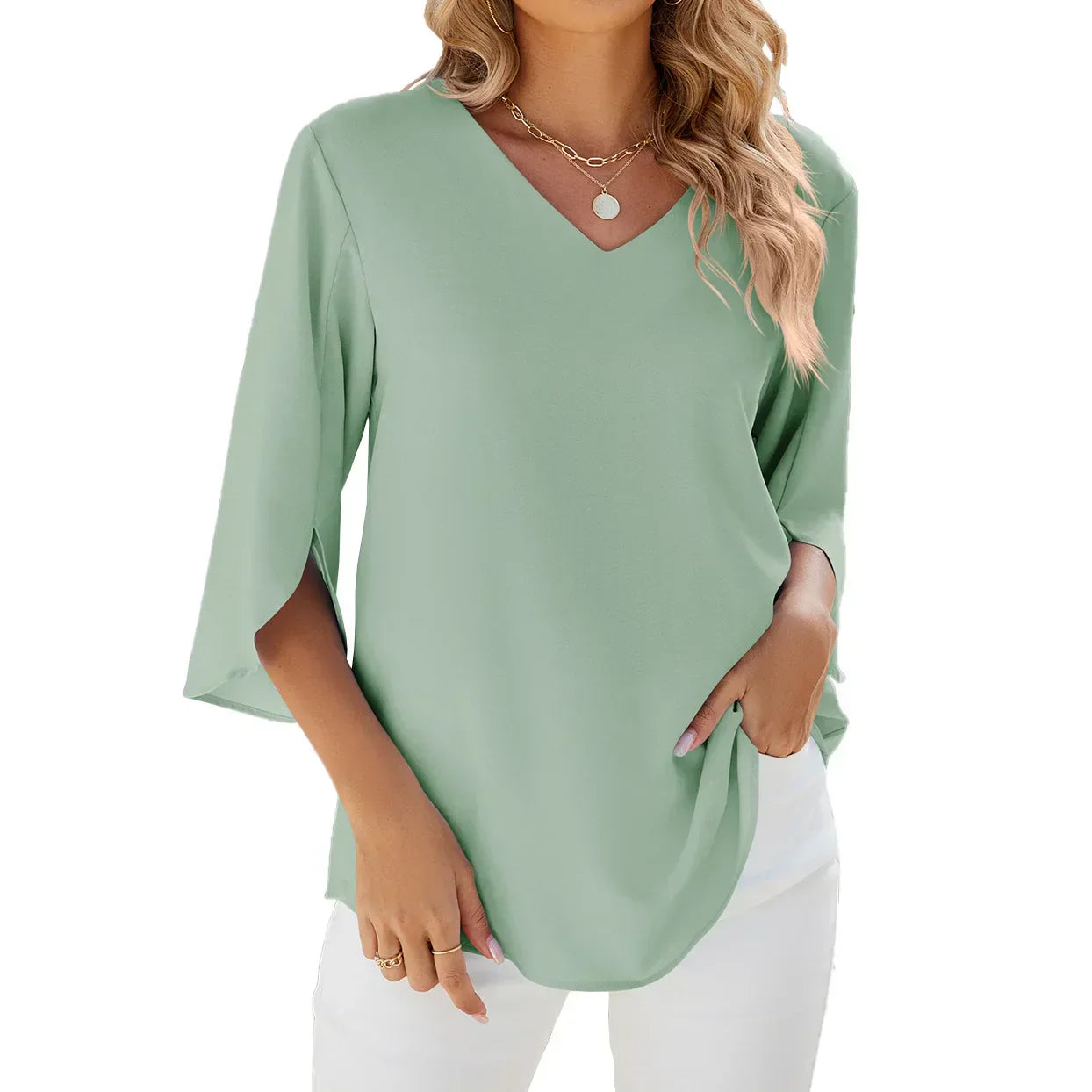 Casual blouse for women with breathable fabric and versatile design, perfect for summer days.