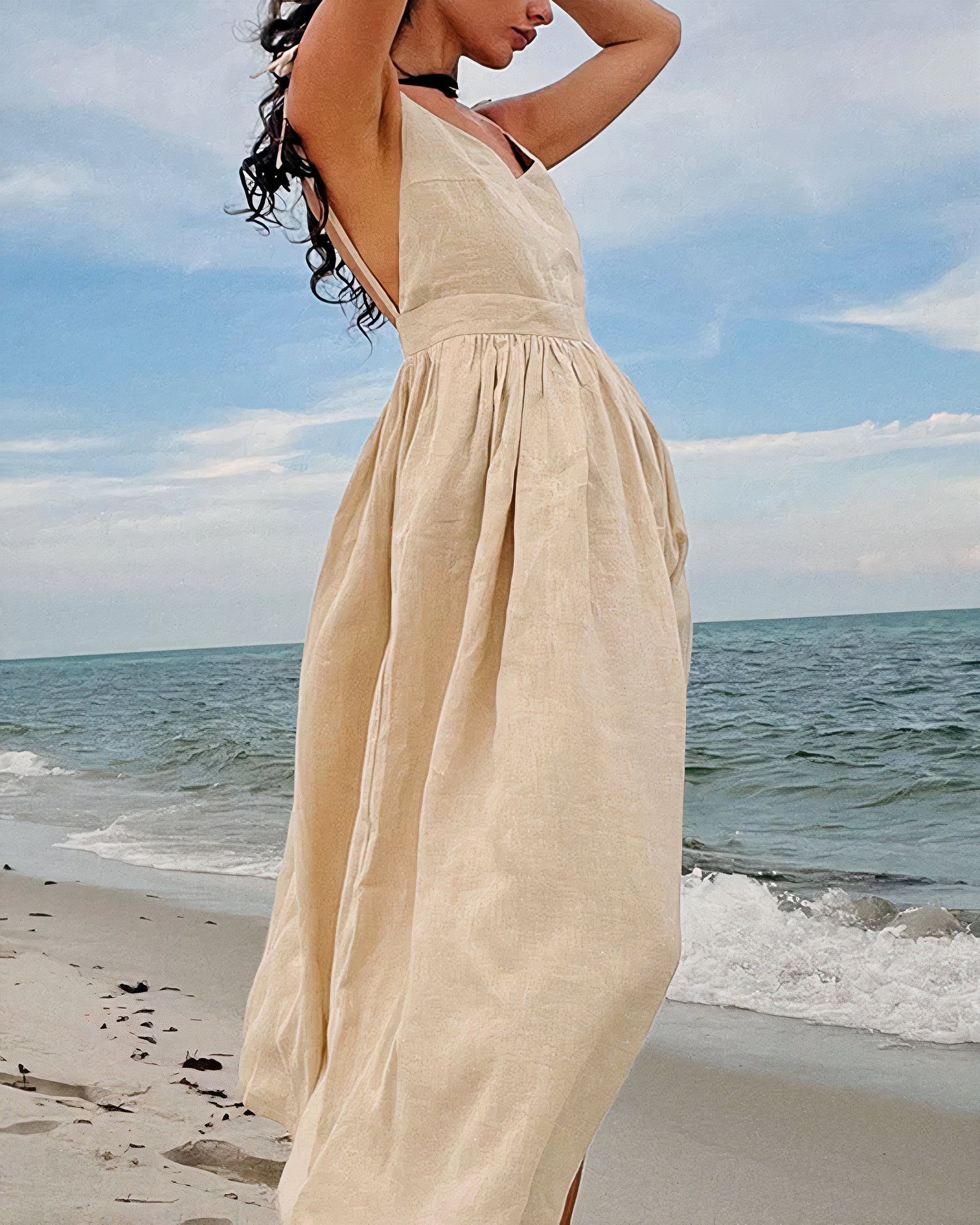 Casual comfy beach dress with a flowy design, perfect for summer days and seaside outings.






