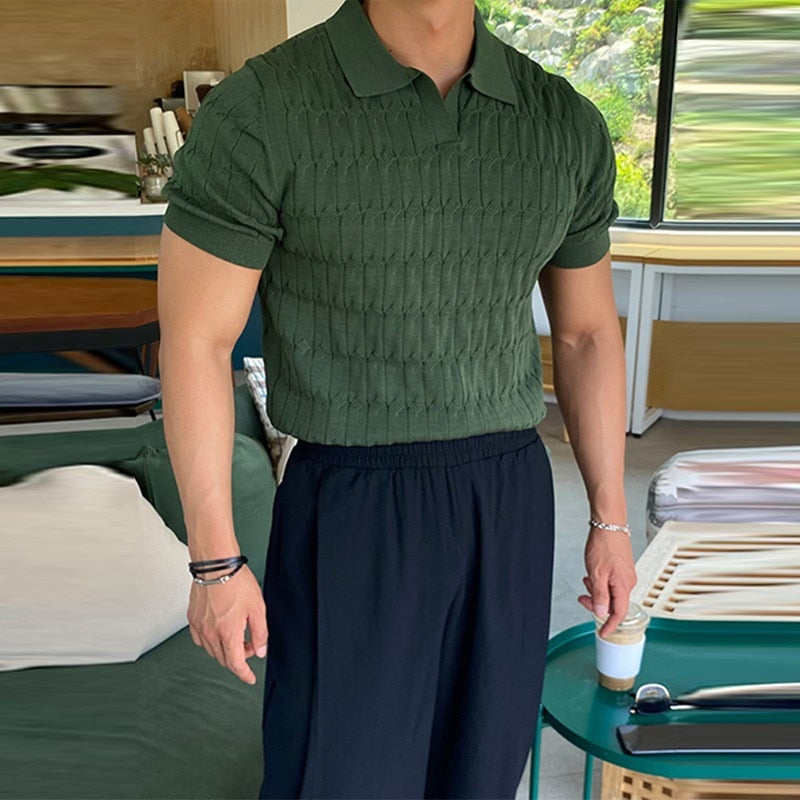 Casual Knit Polo Shirt with breathable fabric and classic design, perfect for staying cool and stylish on summer days.






