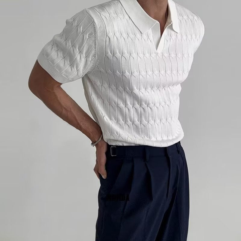 Casual Knit Polo Shirt with breathable fabric and classic design, perfect for staying cool and stylish on summer days.






