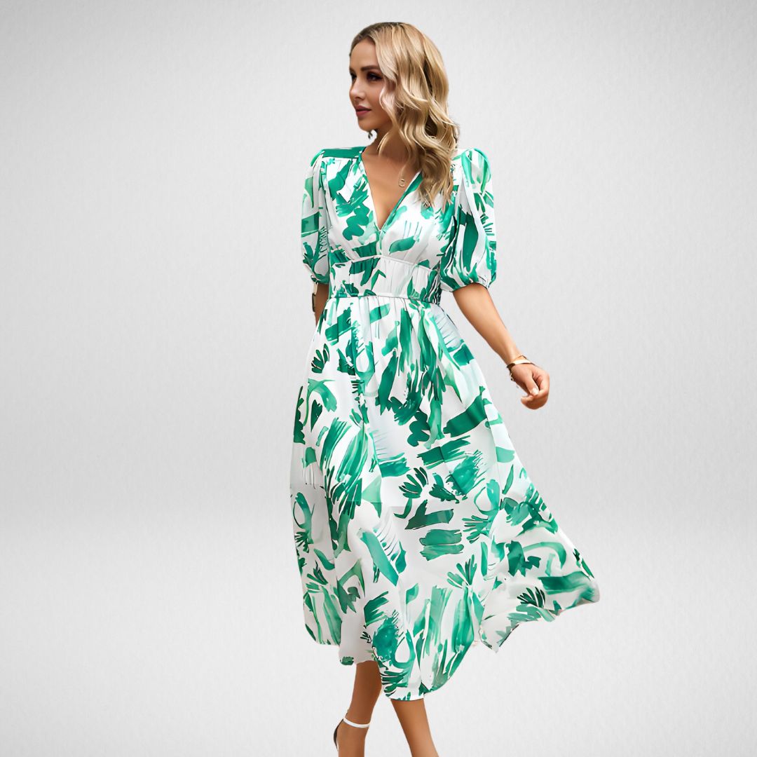 Casual midi dress with breathable fabric and a flattering silhouette, perfect for staying stylish and comfortable on summer days.