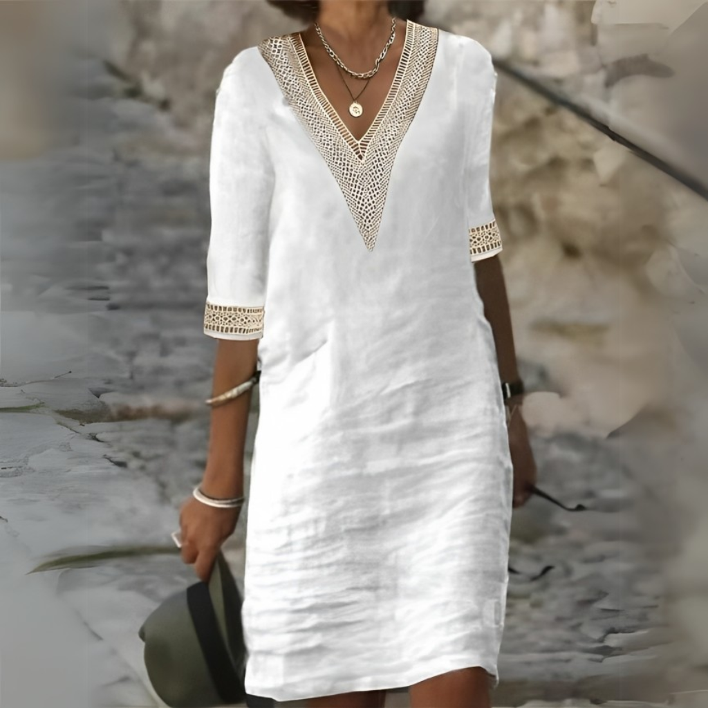 Chic boho-inspired summer dress for women, perfect for sunny days and casual gatherings with a light, airy design.