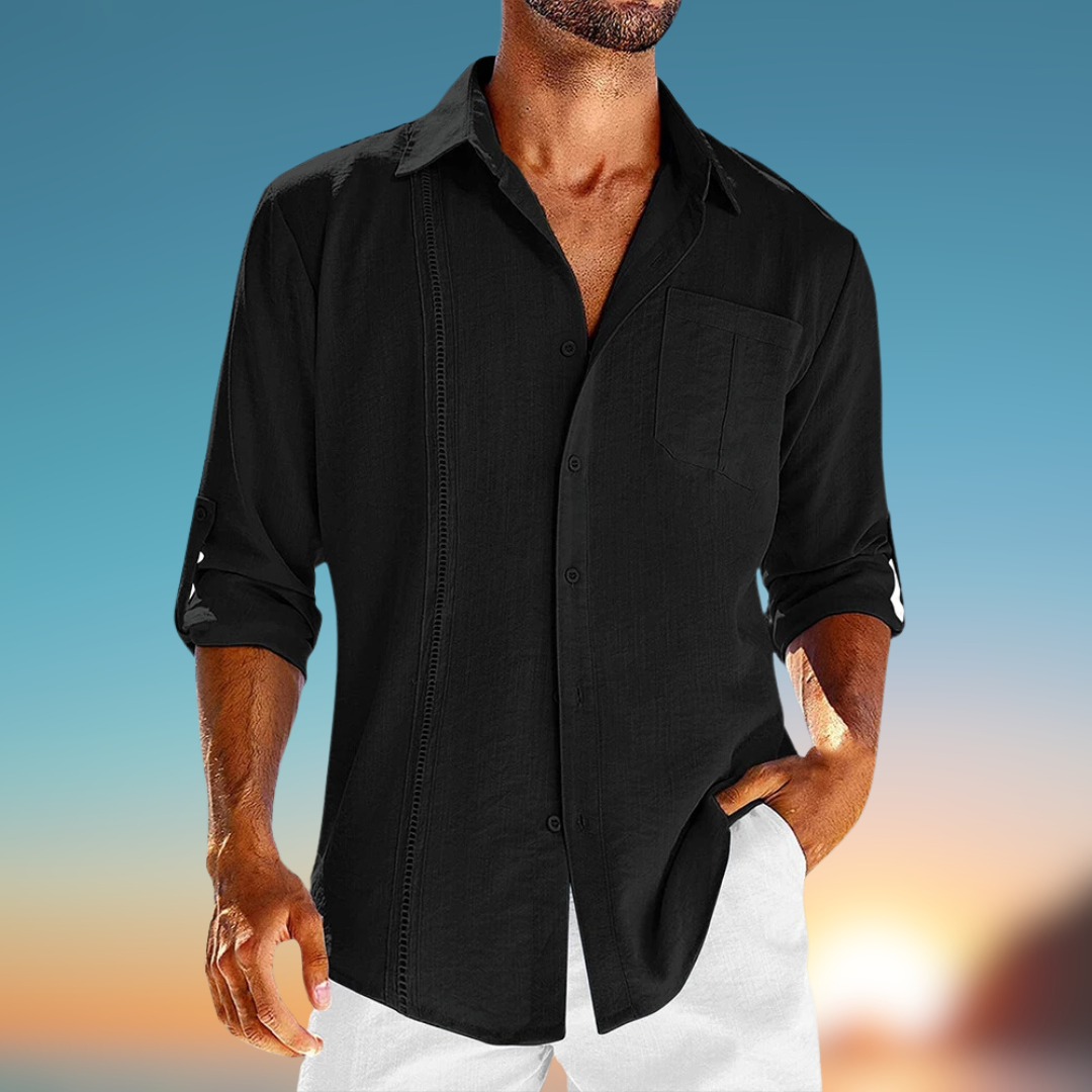 Chic long sleeves shirt for men with breathable fabric and a tailored fit, perfect for casual or formal occasions on summer days.