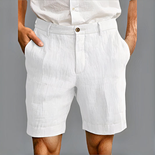 Classic linen shorts for men with breathable fabric, relaxed fit, and a timeless design ideal for summer days.