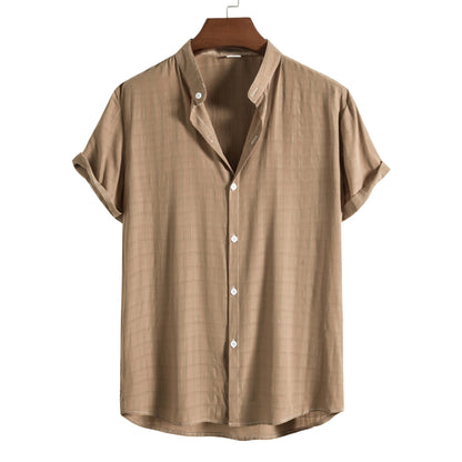  Classy men's cotton summer shirt designed for comfort and style, featuring premium fabric, a classic fit, easy care, and available in a variety of sizes, perfect for summer days.






