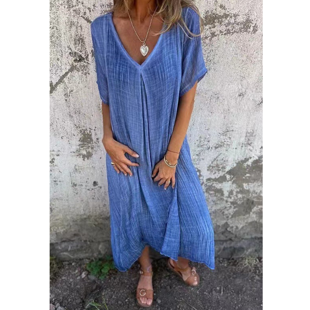 Elegant comfy summer dress, perfect for warm weather and ideal for casual or dressy occasions.