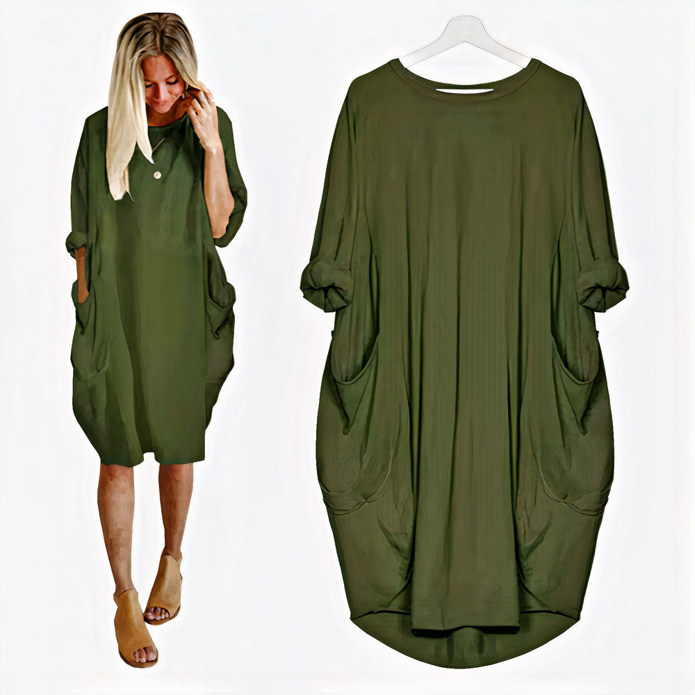 Elegant summer dress with tummy cover, offering a flattering fit and chic style for confident and comfortable wear.