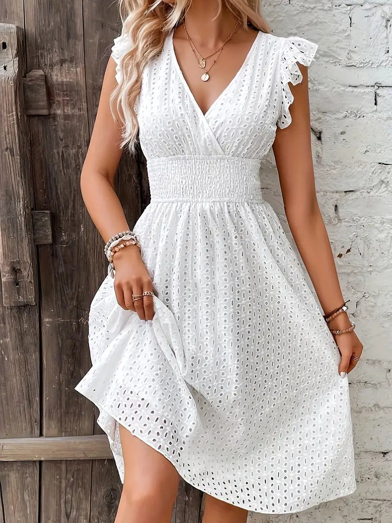 Elegant Ladies Ruffle Dress, perfect for casual and formal occasions, ideal for summer days.






