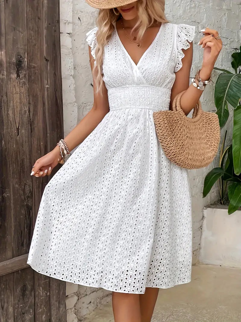 Elegant Ladies Ruffle Dress, perfect for casual and formal occasions, ideal for summer days.






