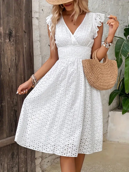 Elegant Ladies Ruffle Dress, perfect for casual and formal occasions, ideal for summer days.






