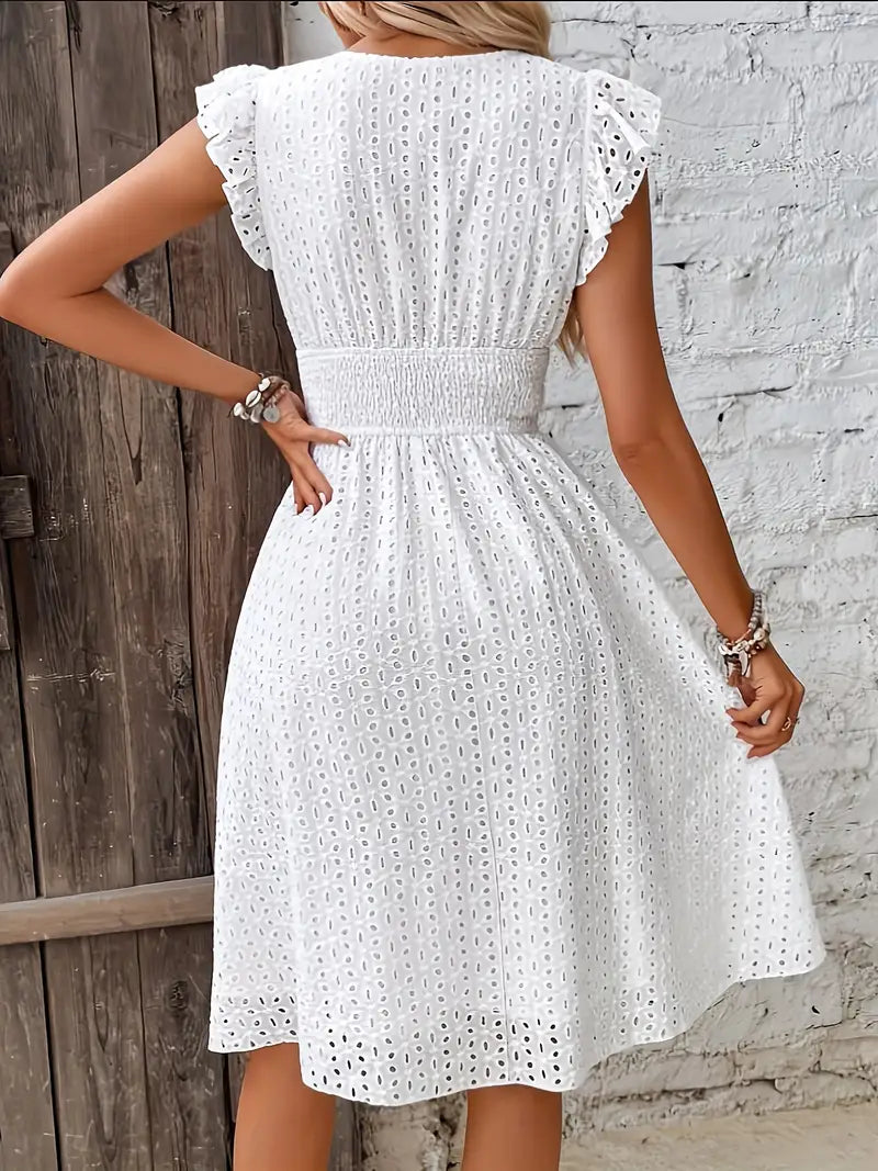 Elegant Ladies Ruffle Dress, perfect for casual and formal occasions, ideal for summer days.






