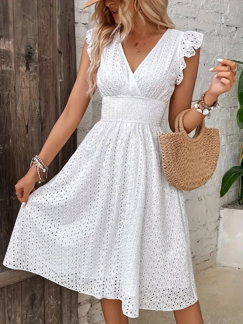 Elegant Ladies Ruffle Dress, perfect for casual and formal occasions, ideal for summer days.






