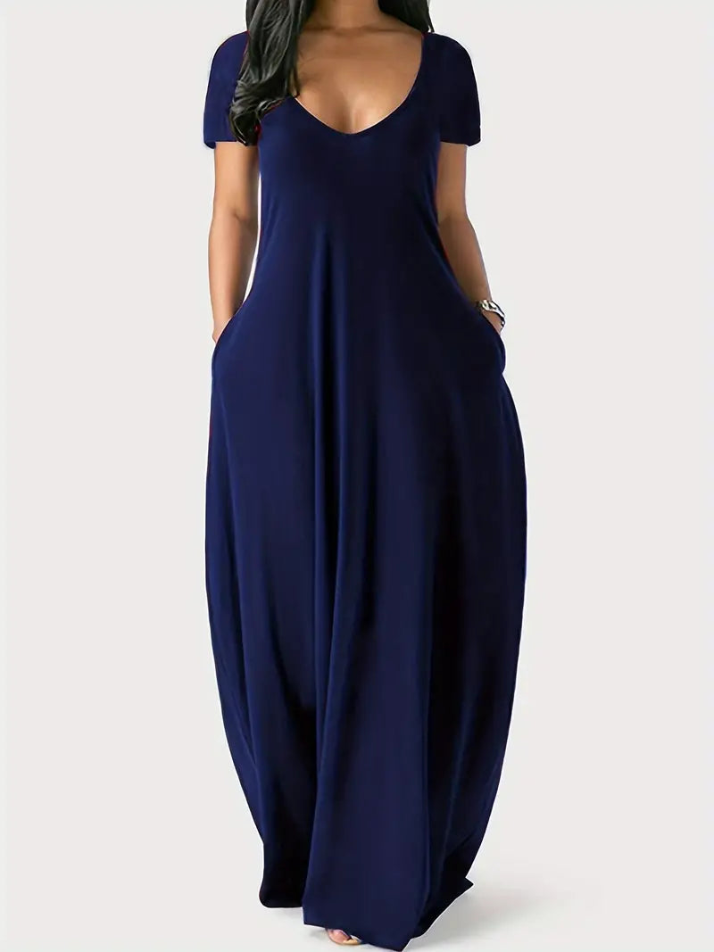 Elegant long dress, perfect for summer days, featuring a flowing design, breathable fabric, and versatile style for formal or casual occasions.






