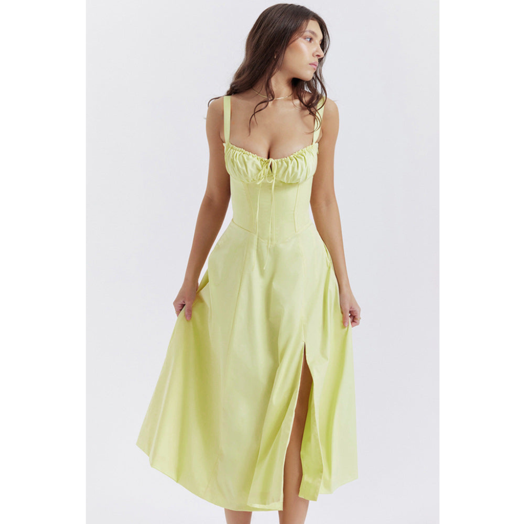  Elegant midi dress for summer, offering a chic, flattering fit perfect for warm weather occasions.