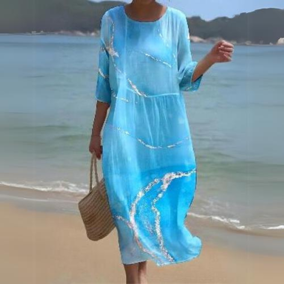 Elegant Summer Dress, lightweight and breathable, perfect for warm summer days with a flattering silhouette.