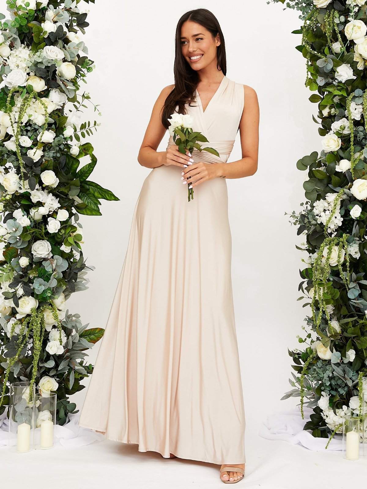 Fashionable Infinity Bridesmaid Dress, multi-way style, perfect for summer weddings.






