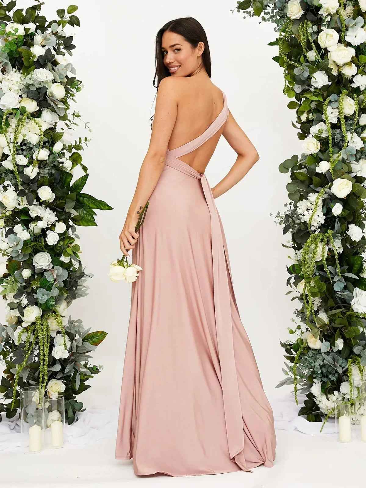 Fashionable Infinity Bridesmaid Dress, multi-way style, perfect for summer weddings.






