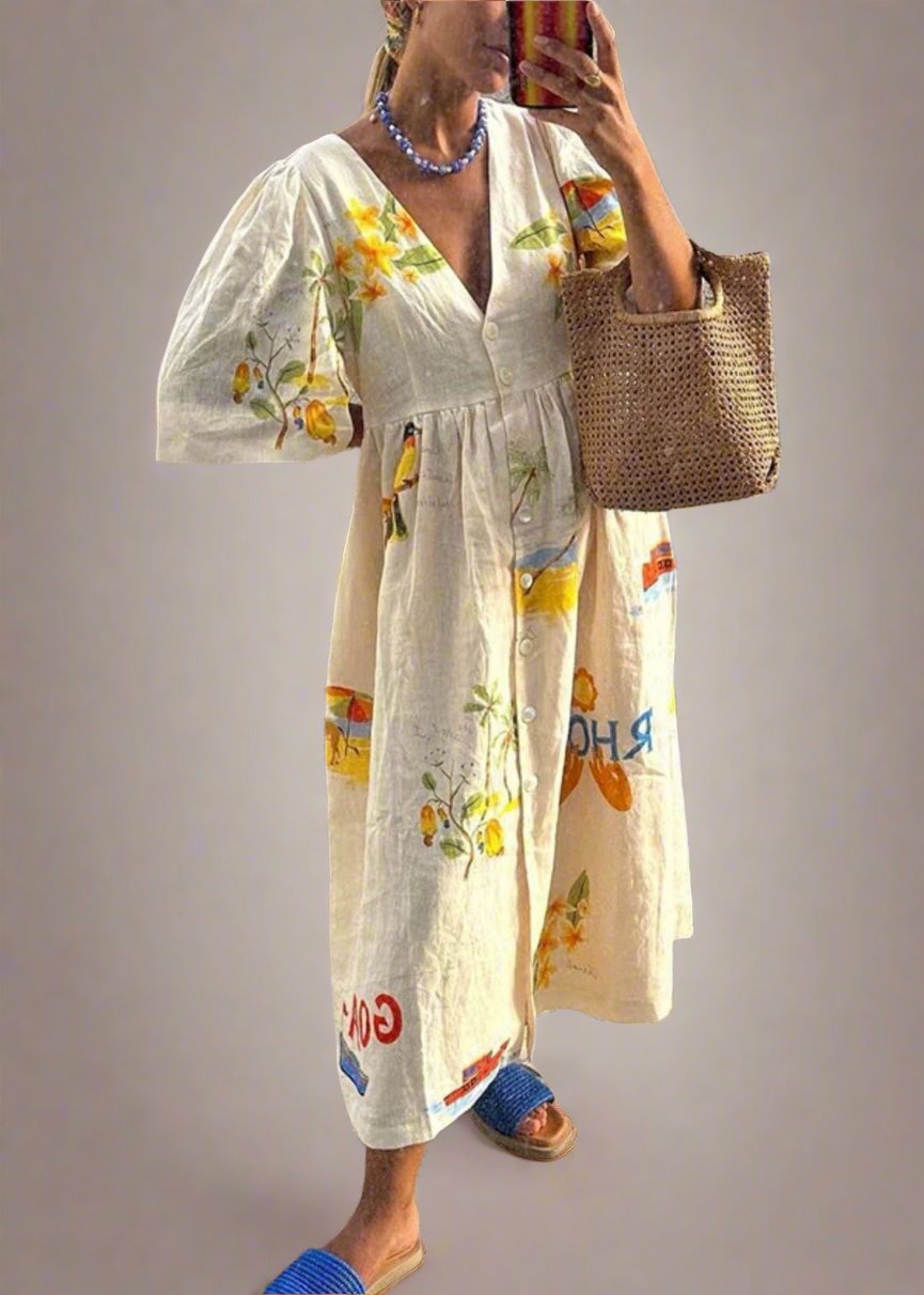 Flowy and comfy long summer dress for women, lightweight and breathable, perfect for summer days.