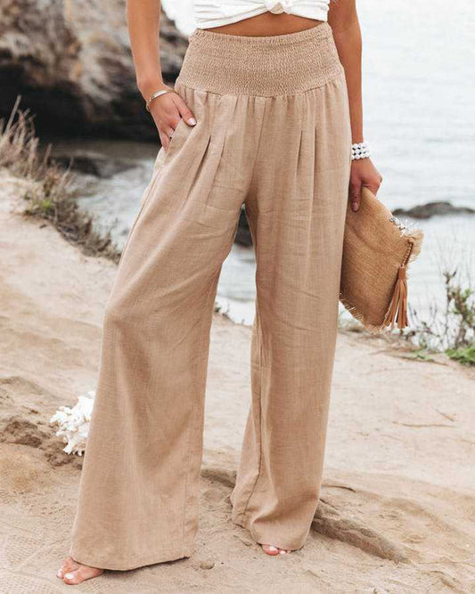 Women's linen beach pants, perfect for summer, offering comfort and breezy style.