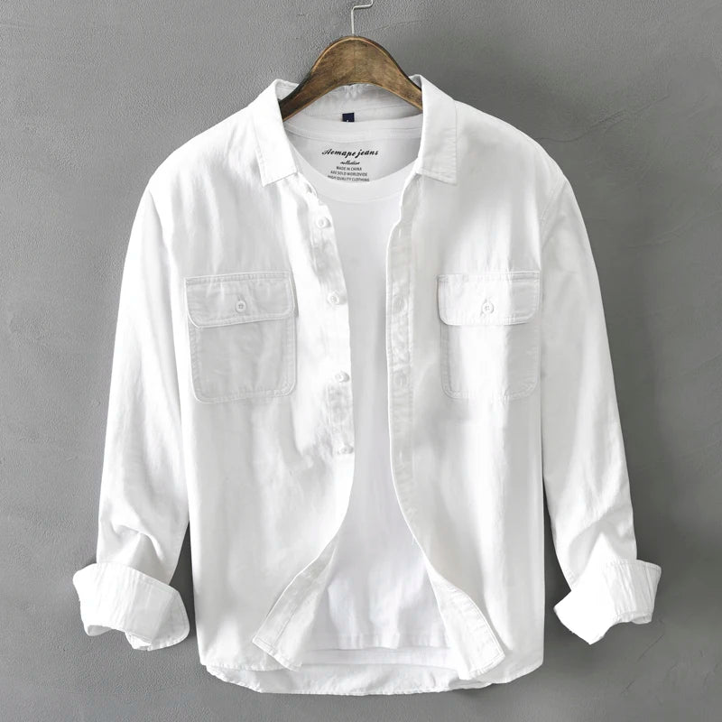 Men's Casual Cotton Shirt for Summer, lightweight and breathable, perfect for staying cool on warm days.