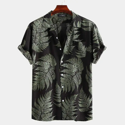 Men's Hawaiian Summer Shirt with tropical patterns, perfect for warm days with lightweight, breathable fabric.