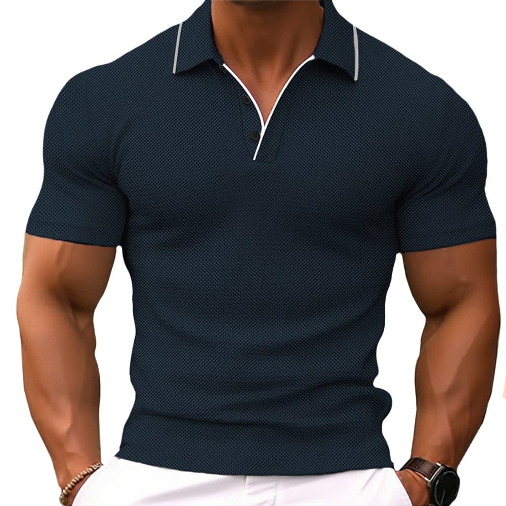 Men's summer polo shirt with breathable, lightweight fabric, ideal for warm days and versatile occasions.