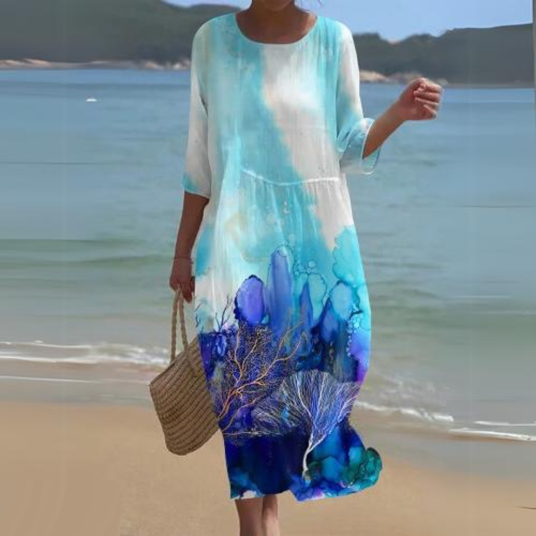  Sophisticated beach dress ideal for summer days, offering elegance and comfort