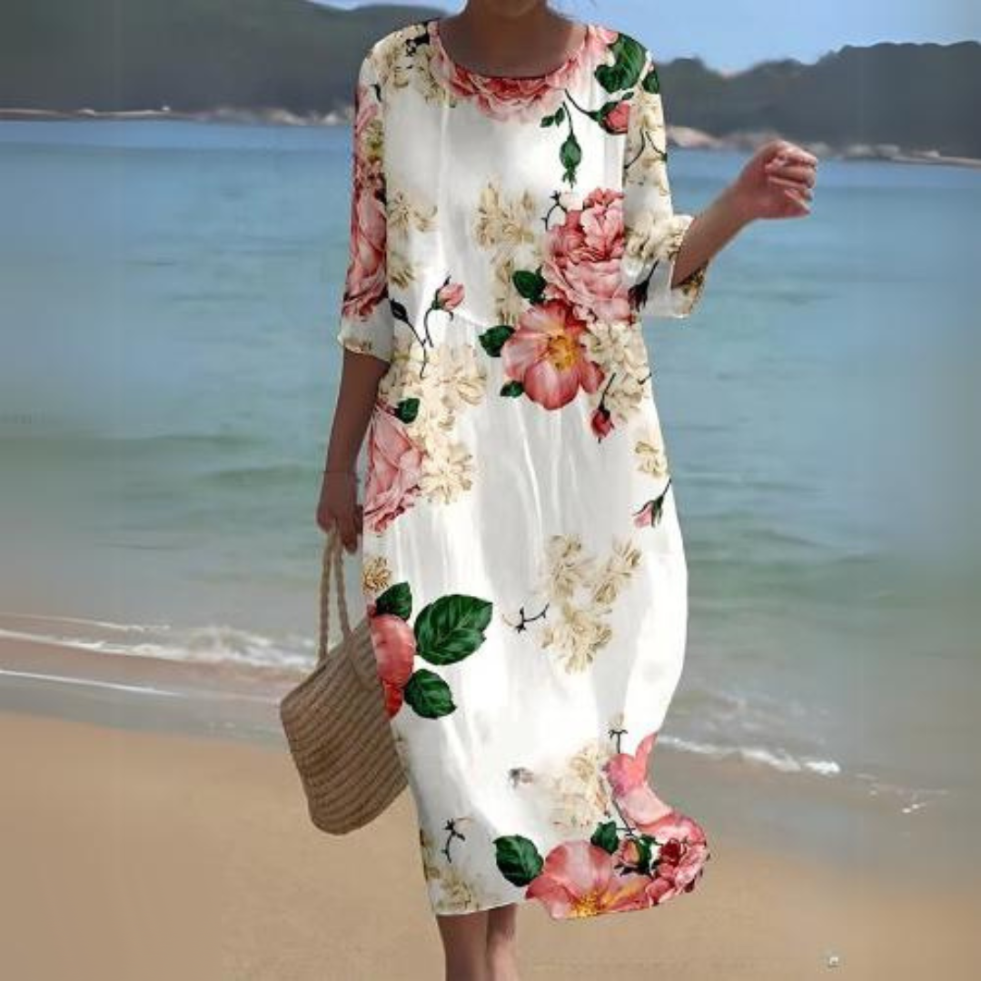  Sophisticated beach dress ideal for summer days, offering elegance and comfort