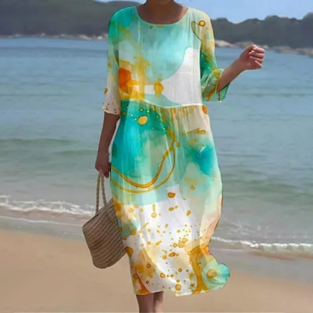  Sophisticated beach dress ideal for summer days, offering elegance and comfort