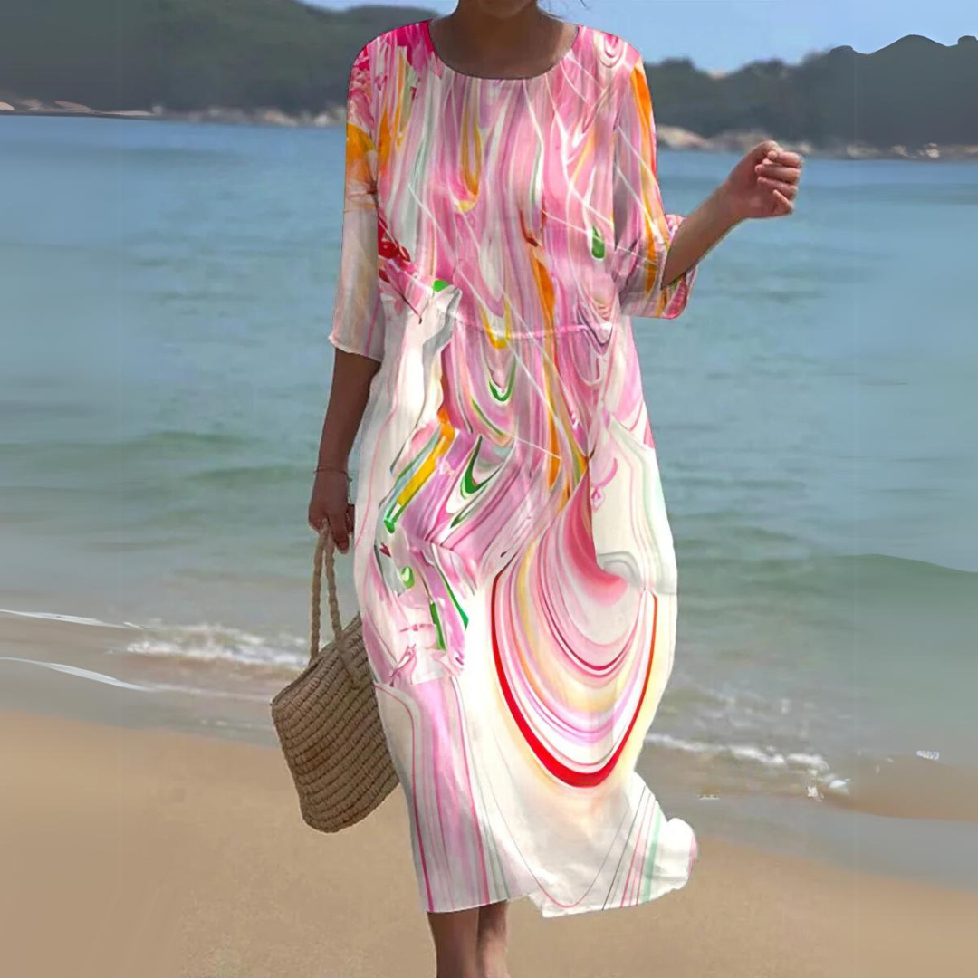  Sophisticated beach dress ideal for summer days, offering elegance and comfort