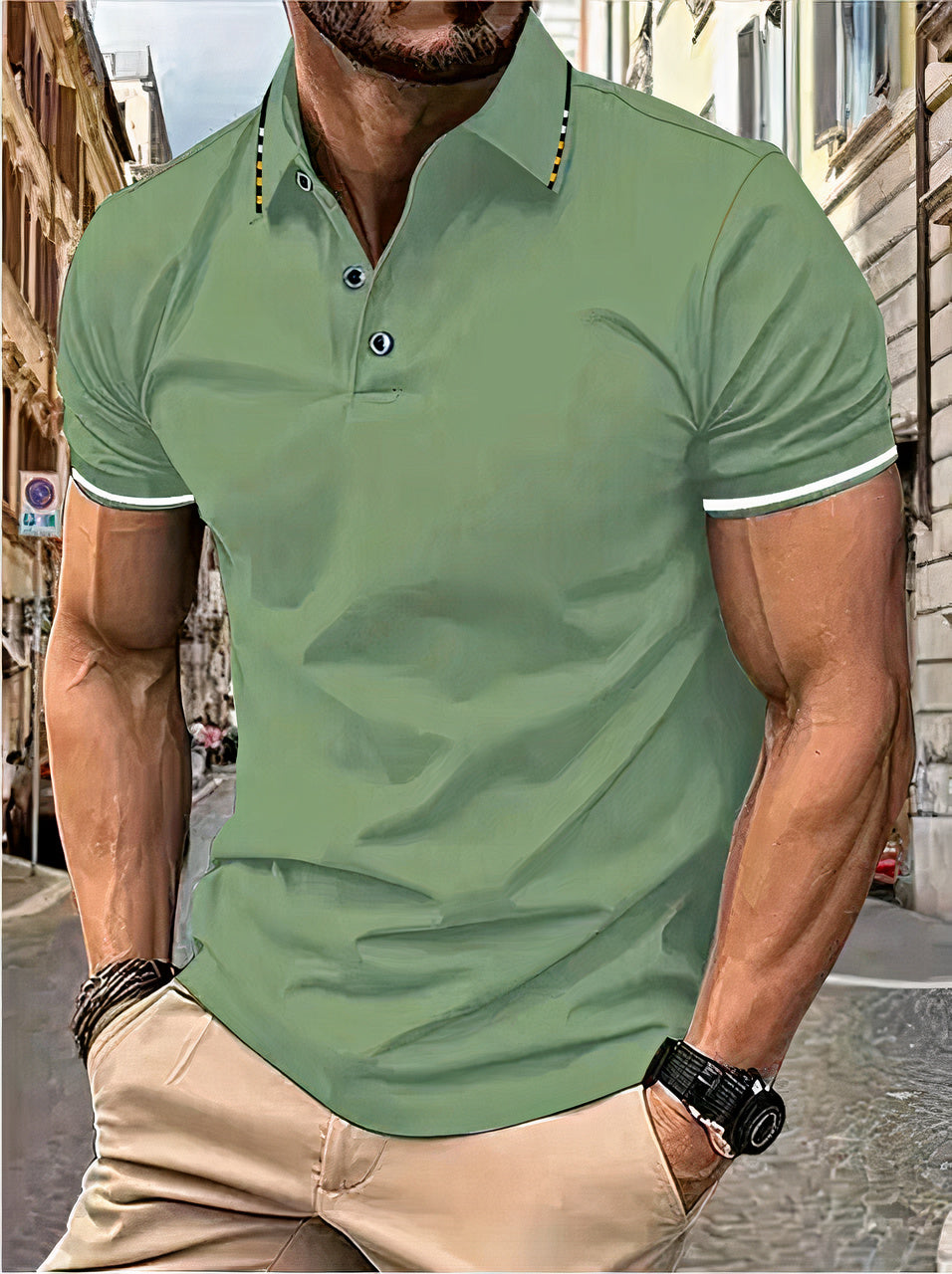 Sophisticated men's polo shirt, premium fabric, refined fit, perfect for casual and semi-formal occasions.