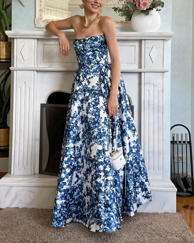 Sophisticated party maxi dress, ideal for formal events and summer occasions, with a timeless and elegant design.