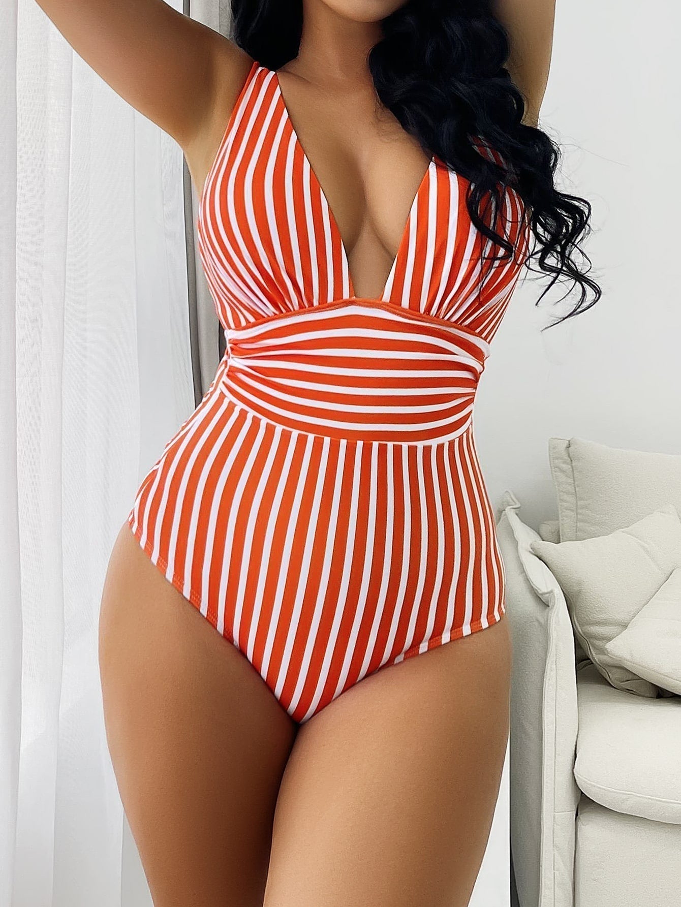 Stylish one-piece swimsuit for women with a flattering fit, soft stretchable fabric, and timeless design ideal for summer beach days.






