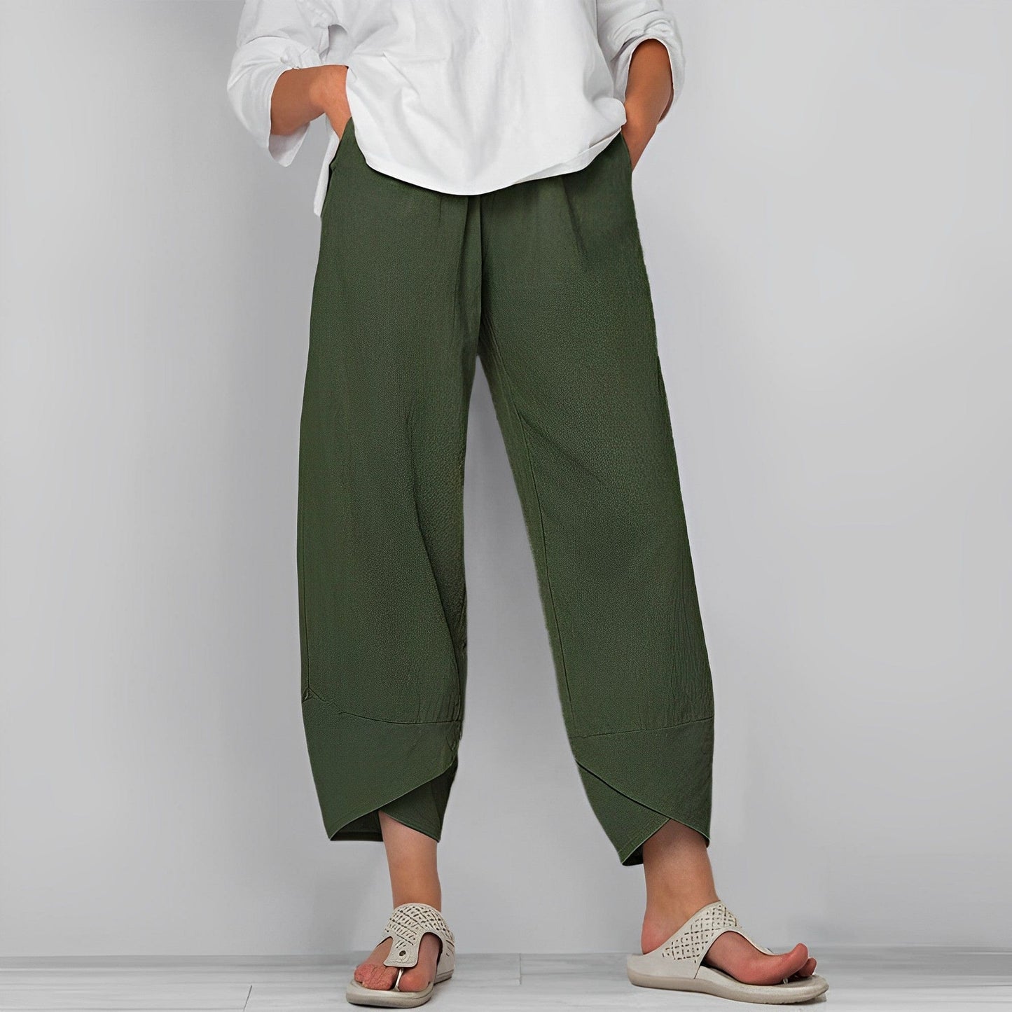 Women's wide-leg linen pants offering breathability, comfort, and effortless summer elegance for casual and stylish occasions.