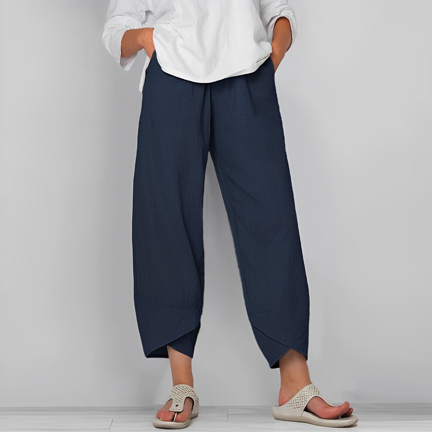 Women's wide-leg linen pants offering breathability, comfort, and effortless summer elegance for casual and stylish occasions.