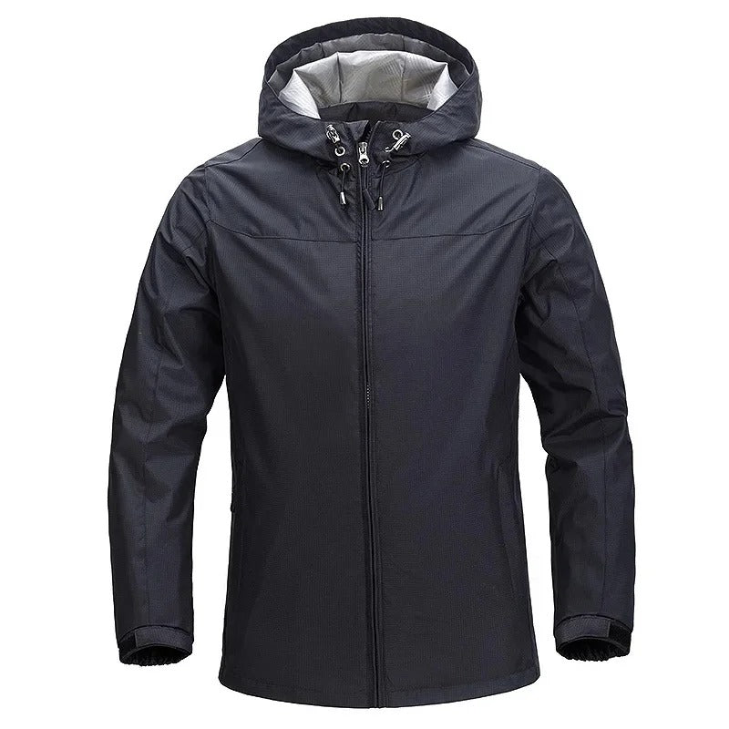 Windproof summer jacket for men, lightweight and stylish, perfect for outdoor activities and warm weather.