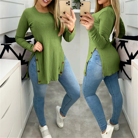 Women's casual long sleeves blouse with a relaxed fit and breathable fabric, ideal for summer days and versatile styling.