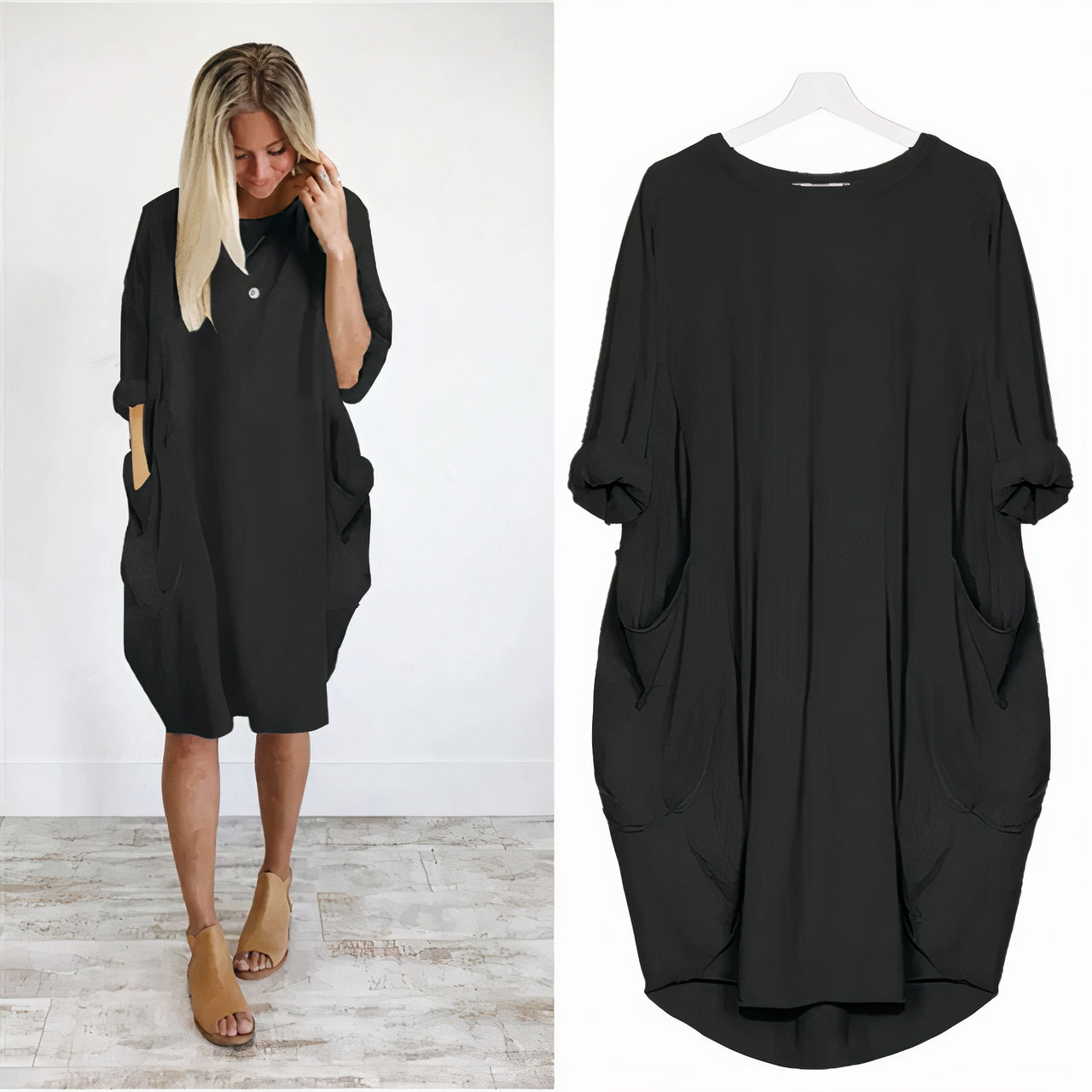 Women's comfy dress with a relaxed fit and breathable, lightweight fabric, perfect for casual summer outings or vacations.






