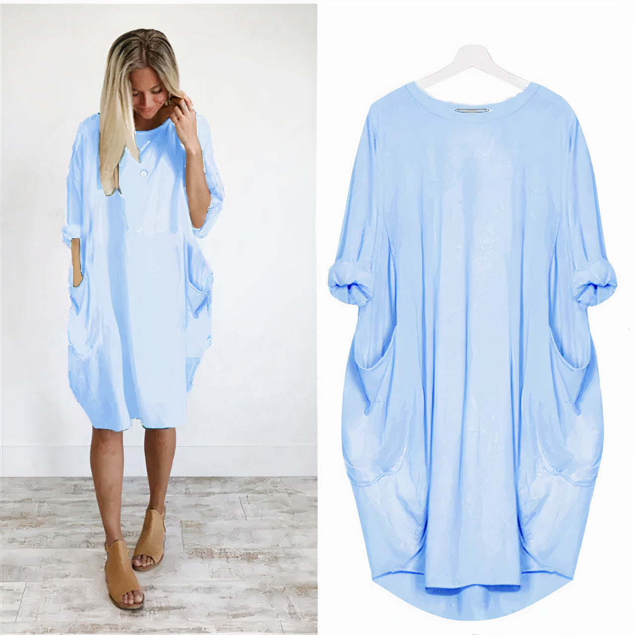 Women's comfy dress with a relaxed fit and breathable, lightweight fabric, perfect for casual summer outings or vacations.






