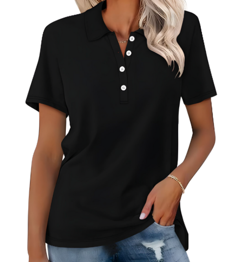 Women’s cool summer polo shirt with lightweight, breathable fabric and timeless design, ideal for summer days.