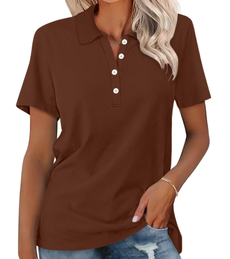 Women’s cool summer polo shirt with lightweight, breathable fabric and timeless design, ideal for summer days.