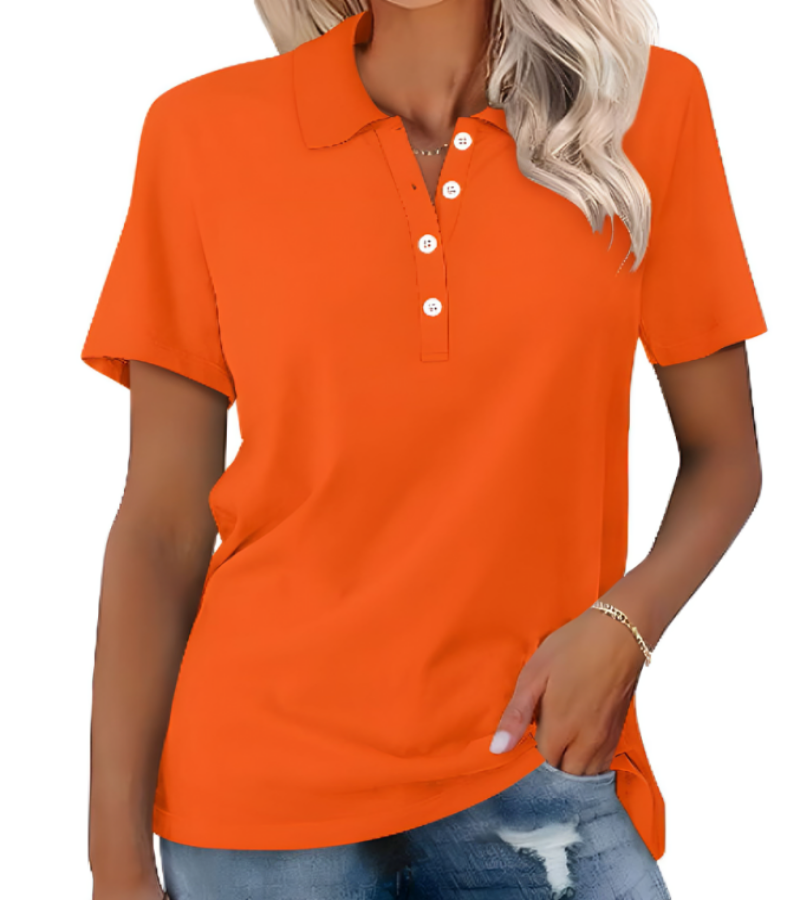 Women’s cool summer polo shirt with lightweight, breathable fabric and timeless design, ideal for summer days.