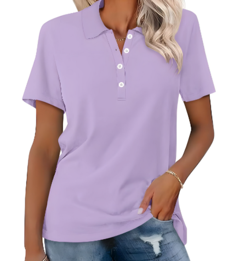 Women’s cool summer polo shirt with lightweight, breathable fabric and timeless design, ideal for summer days.