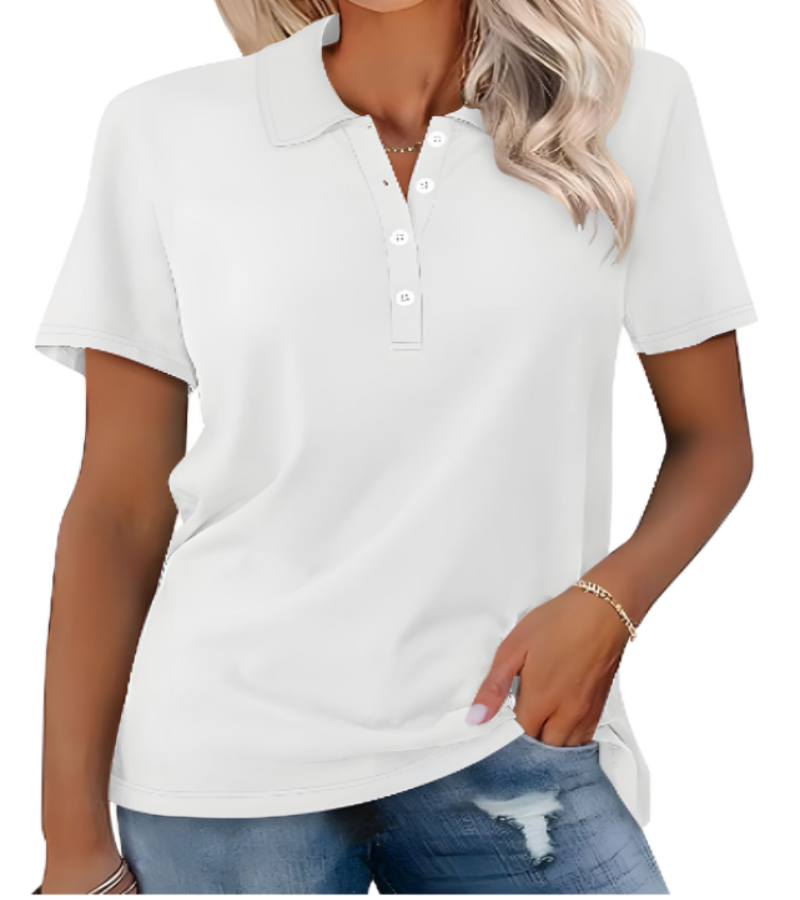 Women’s cool summer polo shirt with lightweight, breathable fabric and timeless design, ideal for summer days.